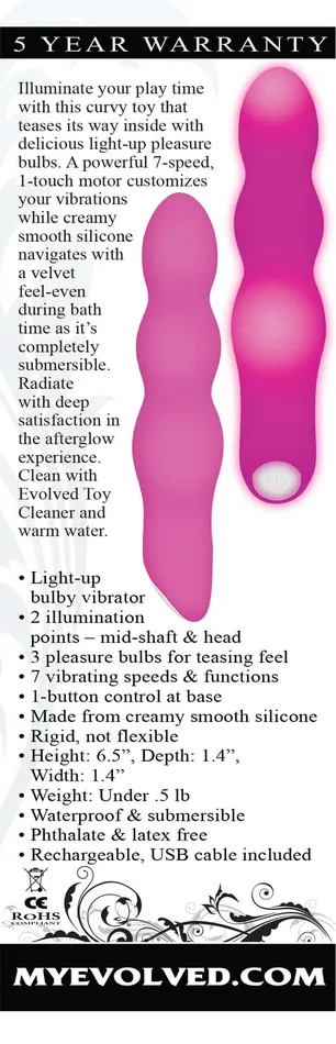 Vibrators Evolved Afterglow Pink LightUp Vibrator for Sensational Pleasure Evolved Novelties